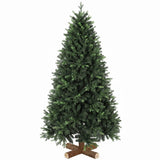 HOMCOM 6ft Hinged Artificial Christmas Tree with 2419 PE and PVC Tips and Fir Wood Base, Green