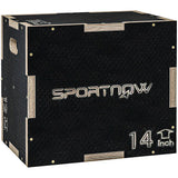 SPORTNOW 3-Height Wooden Plyo Jump Box with Non-Slip Surface & Handles – Home Gym Step Up Box, Black