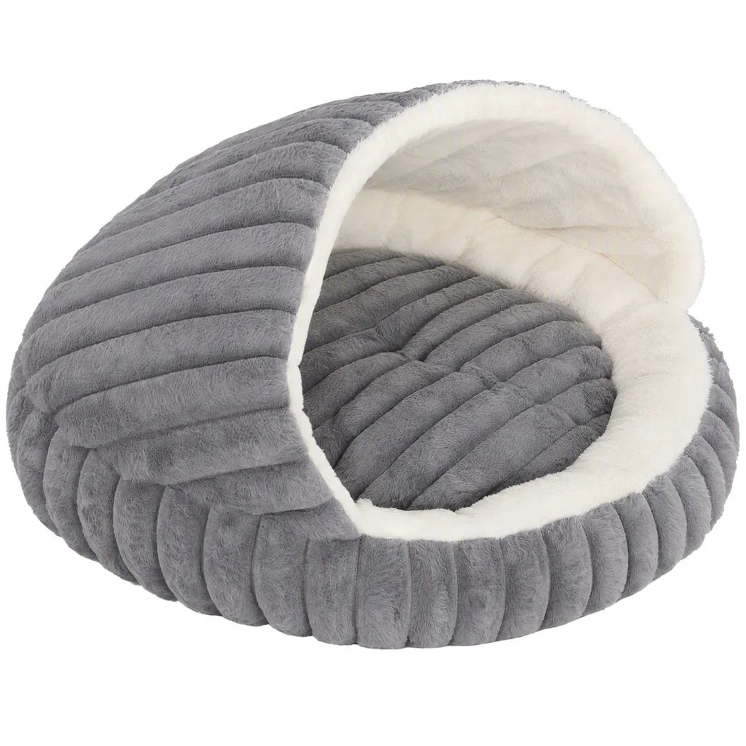 PawHut Cat Bed Cave with Non-Slip Base & Washable Cushion – Warm Plush Semi-Enclosed House for Indoor Kittens