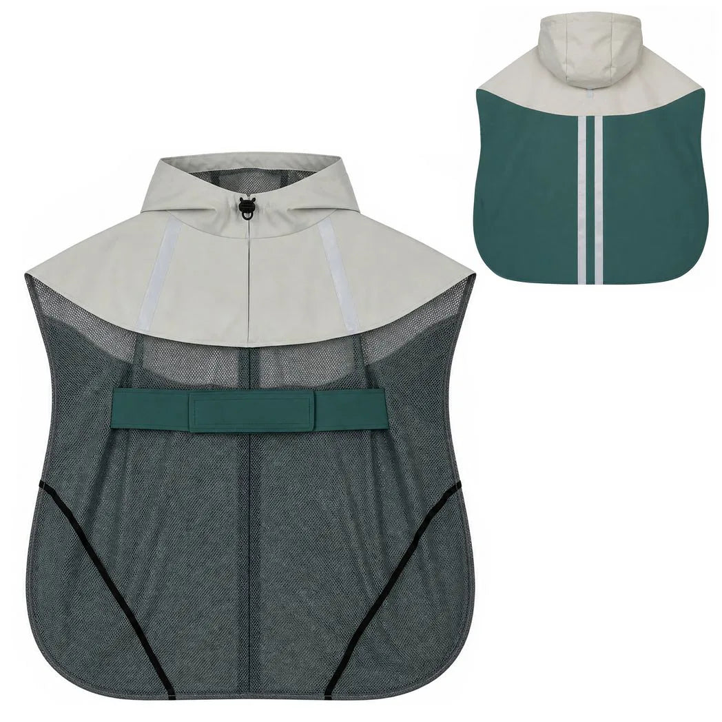 PawHut Waterproof Dog Raincoat with Hood – Breathable, Reflective, Leash Hole, Medium Dogs, Green