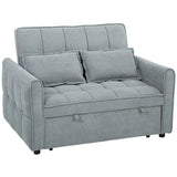 HOMCOM 2 Seater 3-in-1 Sofa Bed with Click-Clack Backrest and 2 Pillows – Convertible Sleeper Sofa, Grey