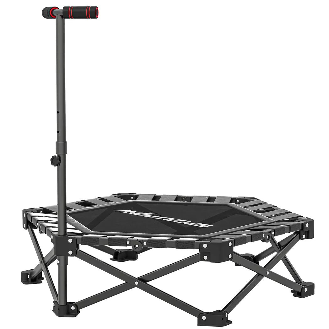 SPORTNOW 42" Foldable Mini Trampoline with 3-Level Adjustable Handle & Storage Bag – Fitness Rebounder for Adults