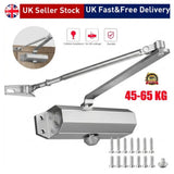 Heavy Duty Hydraulic Overhead Door Closer for 45–65 kg Doors, Adjustable Soft Close, Silver