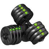 SPORTNOW 30kg Adjustable Barbell & Dumbbells Set – 2-in-1 Home Gym Free Weights, Black and Green