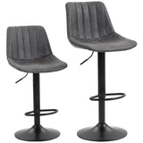 HOMCOM Set of 2 Height Adjustable Swivel Bar Stools with Footrest – Leathaire Kitchen Island Stools, Charcoal Grey