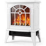 HOMCOM Freestanding Electric Fireplace with 3D LED Flame, 1000W/2000W Log Burner and Dual Safety, White