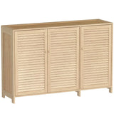 HOMCOM Bamboo Shoe Cabinet with Louvred Doors and Adjustable Shelves – Holds 18 Pairs, Natural