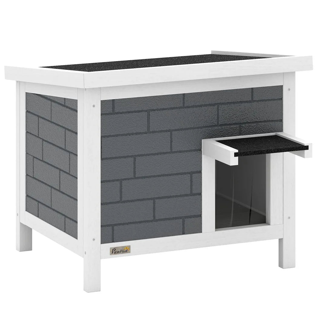 PawHut Outdoor Cat House with Insulation and Openable Roof – Weatherproof Shelter for Cats, Grey