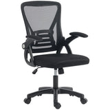 HOMCOM Mesh Office Chair with Flip-Up Armrests, Lumbar Support and Adjustable Height – Desk Chair, Black
