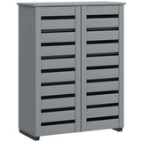 HOMCOM 5-Tier Narrow Shoe Cabinet with Slatted Doors and Adjustable Shelves – Holds 15 Pairs, Dark Grey