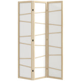 HOMCOM Wooden Folding Privacy Screen with Solid Wood Frame – 3 Panel Room Divider for Bedroom, Natural Wood Finish