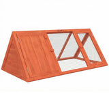 PawHut Wooden Rabbit Hutch with Run & Two Access Doors – Outdoor Triangular Guinea Pig House