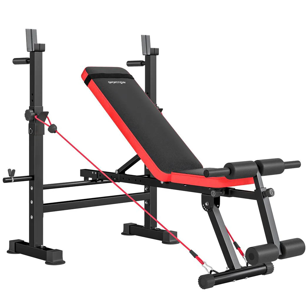 SPORTNOW Adjustable Weight Bench with Squat Rack & Dip Stand – Foldable Home Gym Bench, 420kg Capacity