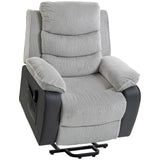 HOMCOM Overstuffed Corduroy Electric Riser Recliner Chair with Footrest and USB Port – Power Lift Chair, Grey