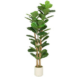 HOMCOM 150cm Artificial Fiddle Leaf Fig Tree with Pot – Realistic Faux Plant for Living Room & Office, Green