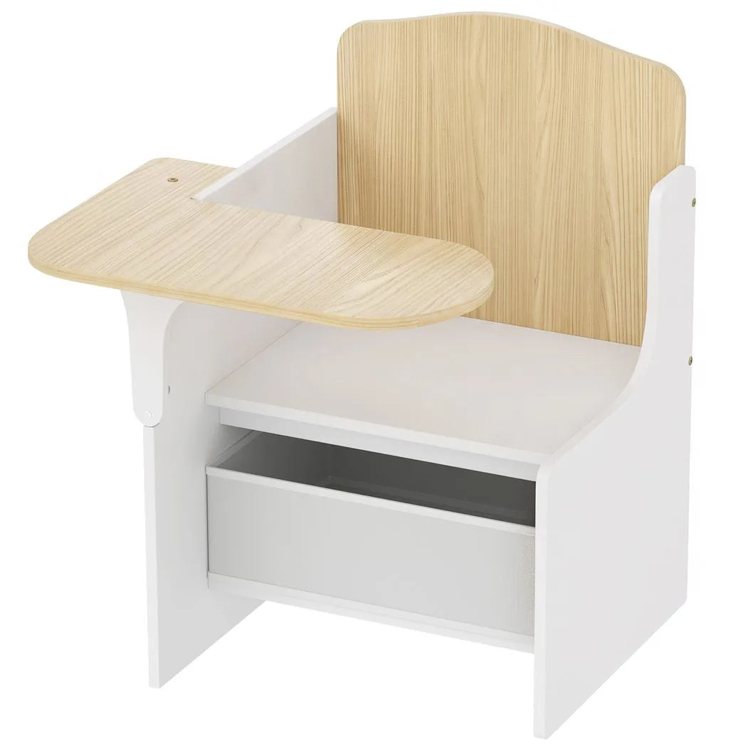 AIYAPLAY Kids Table and Chair Set with Storage Bin – Children's Desk for Play and Reading, Ages 3-5, White