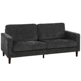 HOMCOM 3 Seater Sofa with Button-Tufted Back and Rubberwood Legs – Velvet-Feel Couch, Dark Grey
