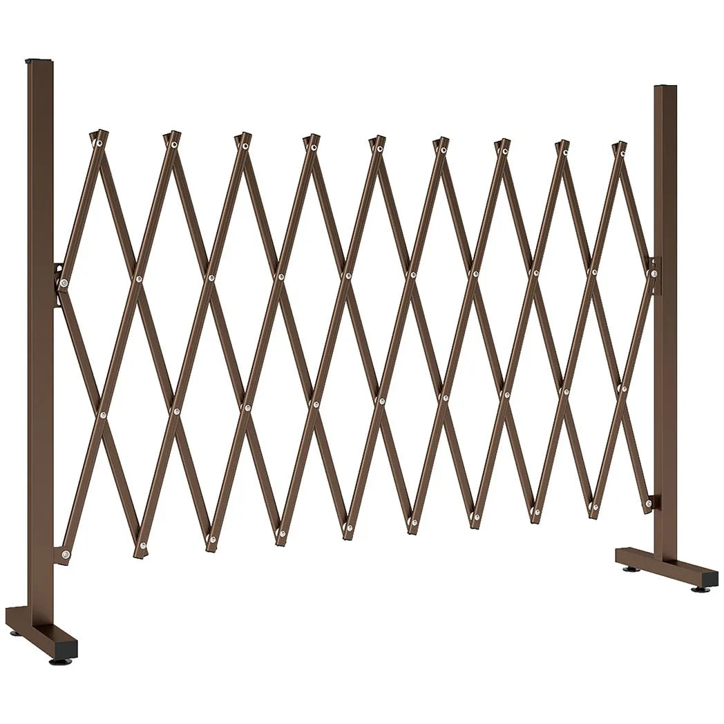Outsunny Expanding Trellis Fence – Freestanding Foldable Garden Screen Panel, 250 x 103.5cm, Dark Brown