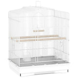 PawHut Large Metal Bird Cage with Perches, Food Bowls & Swing – For Budgies, Finches & Parakeets, White