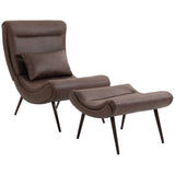 HOMCOM Modern Accent Chair with Footstool, Lumbar Pillow and 64cm Wide Seat – Lounge Chair, Dark Brown