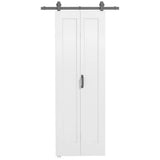 HOMCOM 70 cm Modern Sliding Door Set with Steel Rail, Two-Panel Design & Pulleys – White