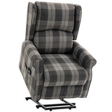 HOMCOM Power Lift Recliner Chair with Vibration Massage and Heat – Electric Riser Chair with Remote, Grey Check