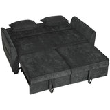 HOMCOM 2 Seater Sofa Bed, 4-in-1 Convertible with Dual Pull-Out Beds – Chenille Sleeper Sofa, Black