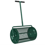Outsunny 24" Compost Spreader with 75L Mesh Basket & Adjustable T-Handle – Peat Moss & Seed Garden Roller, Green