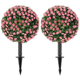 HOMCOM Artificial Rose Topiary UV Resistant, 2-Pack Fake Plants, 55 cm, Pink