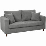 HOMCOM Corduroy 2-Seater Loveseat Sofa with Wide Seat, Spring Cushions and Rubberwood Legs, Light Grey