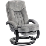 HOMCOM Swivel Recliner Chair with Footrest – Manual 135° Reclining Armchair, Velvet-Feel Upholstery, Grey