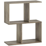 HOMCOM S-Shaped Narrow Side Table with 3-Tier Storage Shelves – Slim Living Room End Table, 50W x 19.5D x 58H cm, Grey