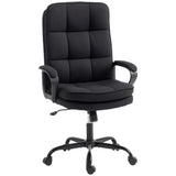 HOMCOM Double Padded Office Chair, Linen-Look Fabric, 60cm High Back, Height Adjustable and Rocking – Black