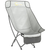 Outsunny Folding Moon Chair with Side Pocket & Carry Bag – Heavy Duty Camping Chair for Adults, Light Grey