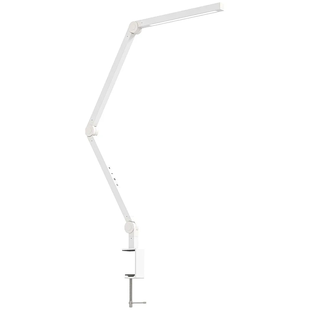 HOMCOM LED Desk Lamp with Clamp & Swing Arm, 2 Colour Modes, 5 Brightness Levels – Study Task Light, White