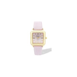 Ravel Ladies Summertime Square Gold-Tone Watch with Pink Faux Leather Strap, 28mm