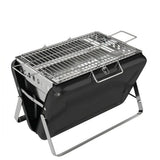Outsunny Portable Briefcase Charcoal BBQ Grill – Folding Barbecue with Lift-Up Grate for Camping and Picnics, Black