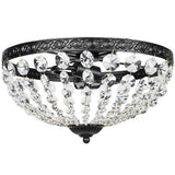 HOMCOM Vintage 2-Light Crystal Chandelier Flush Mount Ceiling Light with 168 Octagonal Beads – Black