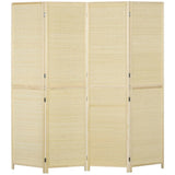HOMCOM 4-Panel Bamboo Rattan Room Divider – Freestanding Folding Privacy Screen, 180 x 180cm, Natural