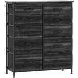 HOMCOM Ten Fabric Drawer Chest with Steel Frame, Pockets and Anti-Tipping Kit – Bedroom Storage, Black