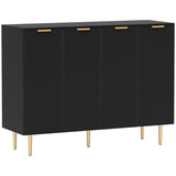 HOMCOM Modern Sideboard Buffet Cabinet with Adjustable Shelves & Metal Legs – Kitchen Storage Cupboard, Black