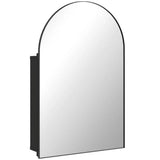 HOMCOM Arched Bathroom Mirror Cabinet with Storage Shelves – Wall Mounted, 180° Door, Black