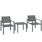 Outsunny 3 Piece Garden Bistro Set for 2 – HDPE Chairs and Coffee Table with Steel Frame