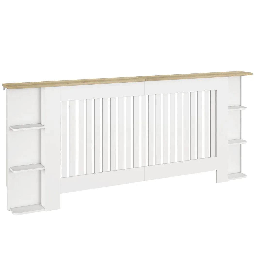 HOMCOM Extra Large Radiator Cover with Open Shelves – Vertical Slatted Heater Cabinet for Living Room, White