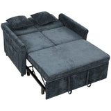 HOMCOM 2 Seater 3-in-1 Sofa Bed with 5-Position Adjustable Backrest – Pull Out Chenille Sleeper, Dark Blue