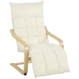 HOMCOM Modern Accent Chair with Footrest, Plush Cushion and Curved Legs – Tufted Lounge Armchair, Cream White