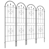 Outsunny Set of 4 Metal Garden Trellis Panels with Spiral Anchor Design, 180 x 50cm – Climbing Plant Support