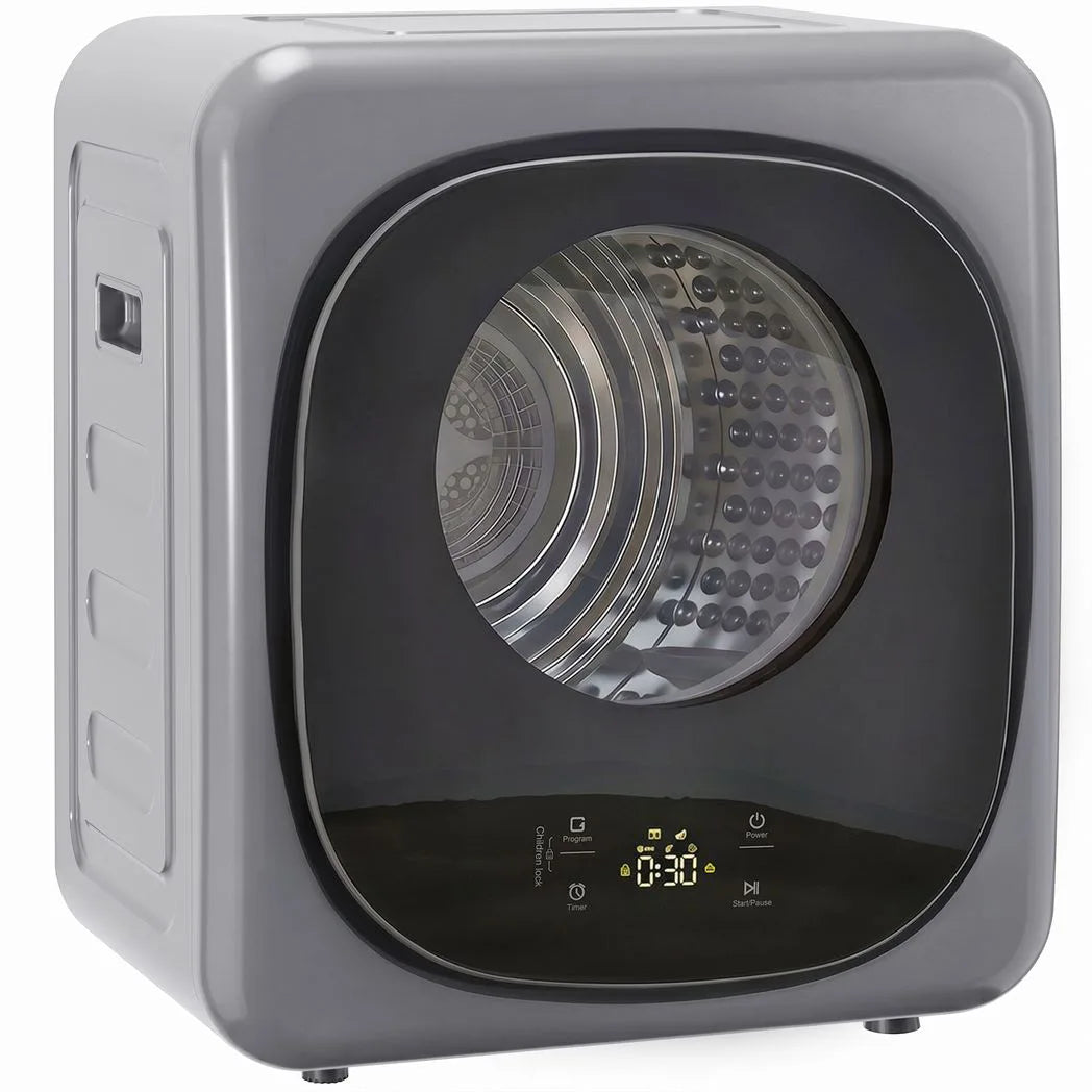 HOMCOM 4kg Vented Compact Tumble Dryer with 5 Drying Modes and Touch Display – 800W Dryer, Silver