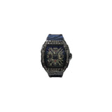 Longbo Gents Quartz Watch with Skeleton Clear Dial & Black Rubber Strap – Black Fashion Wristwatch