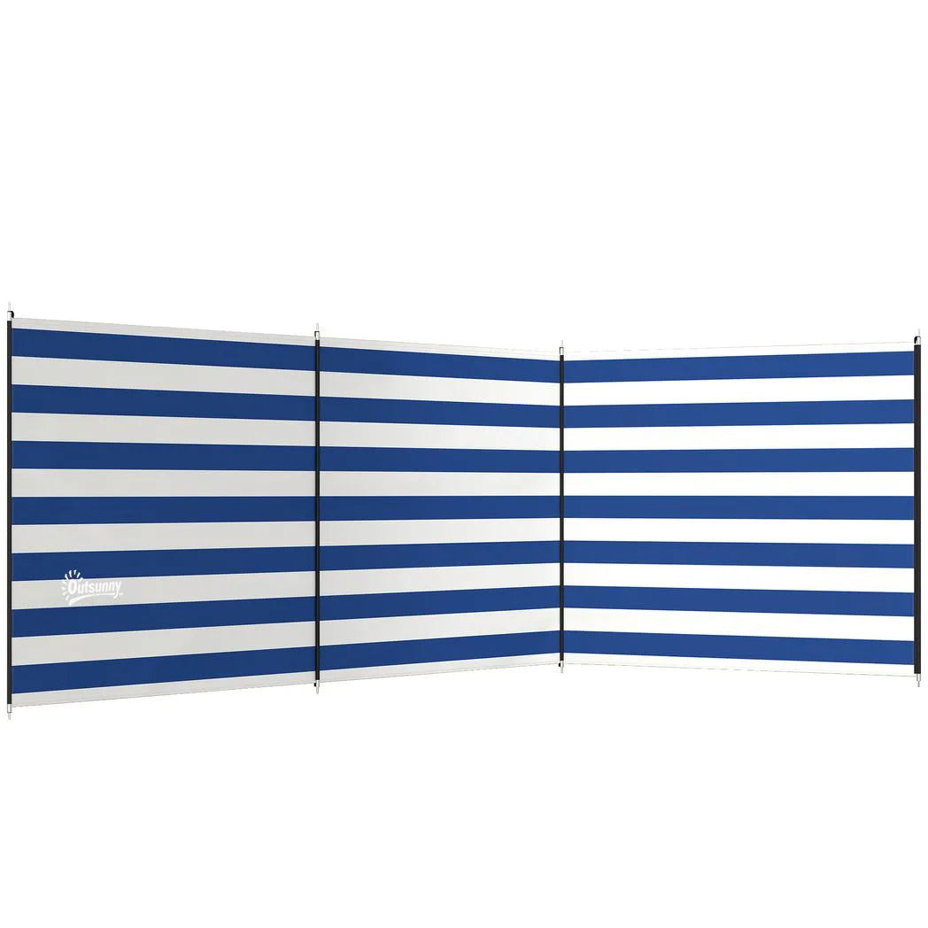 Outsunny 4 Pole Camping Windbreak with Steel Poles and Carry Bag, 540 x 150cm – Beach Shelter, Dark Blue